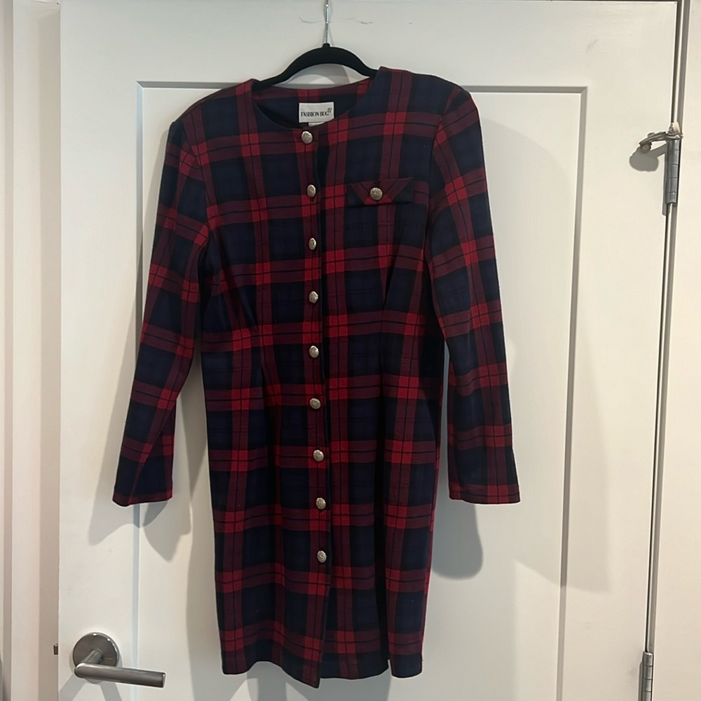 Vintage plaid fashion bug mini dress- size 8